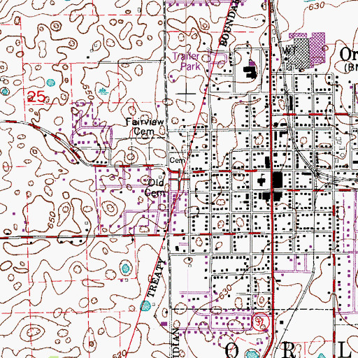 Topographic Map of Old Cemetery, IN