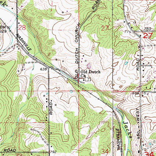 Topographic Map of Old Dutch Church, IN