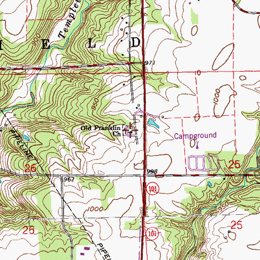 Topographic Map of Old Franklin Church, IN