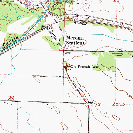 Topographic Map of Old French Cemetery, IN