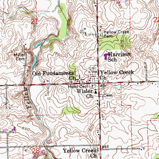 Topographic Map of Old Fundamental Church, IN