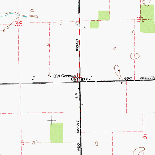 Topographic Map of Old German Church, IN