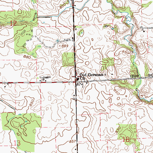 Topographic Map of Old German Church, IN