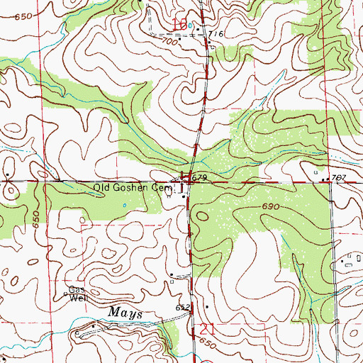 Topographic Map of Old Goshen Cemetery, IN