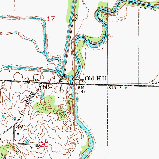Topographic Map of Old Hill, IN