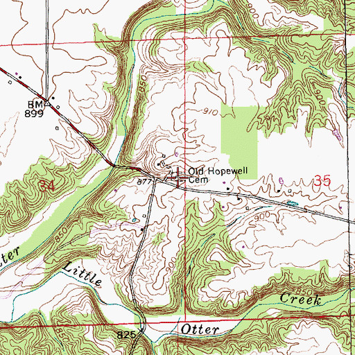 Topographic Map of Old Hopewell Cemetery, IN