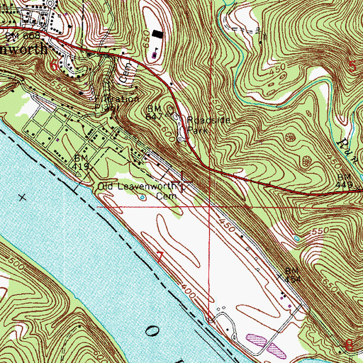 Topographic Map of Old Leavenworth Cemetery, IN