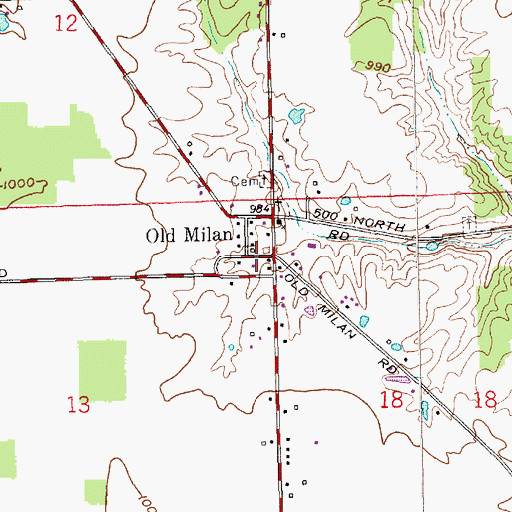 Topographic Map of Old Milan, IN