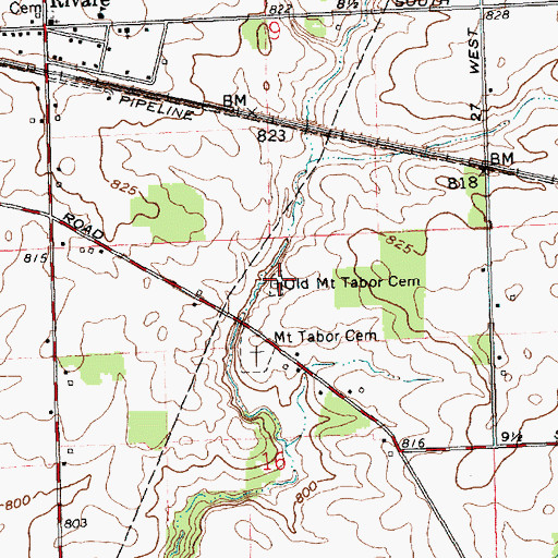 Topographic Map of Old Mount Tabor Cemetery, IN