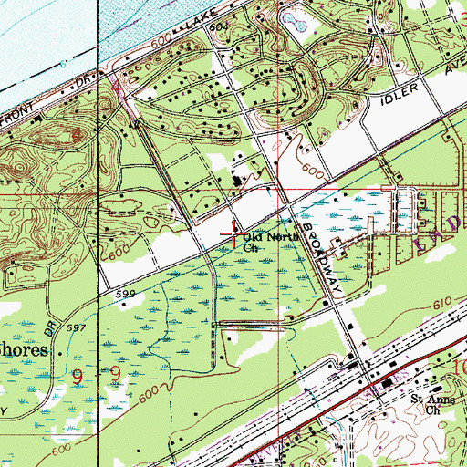 Topographic Map of Old North Church, IN