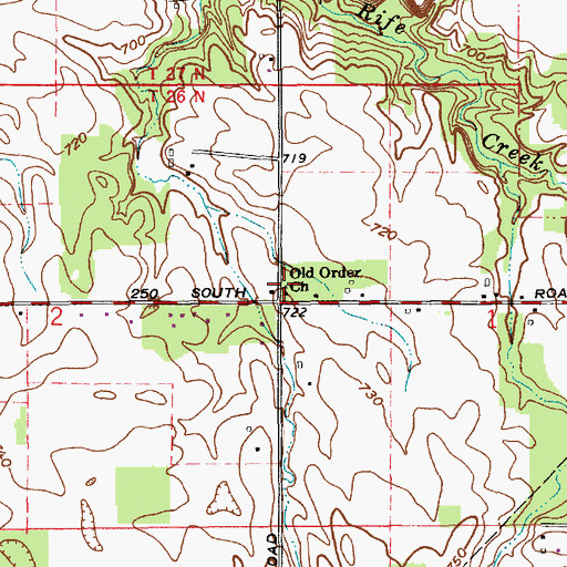 Topographic Map of Old Order Church, IN