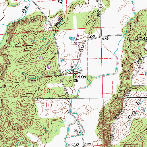Topographic Map of Old Ox Church, IN