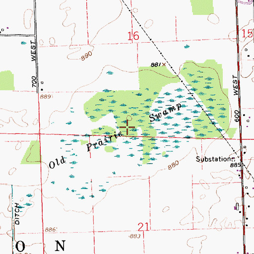 Topographic Map of Old Prairie Swamp, IN