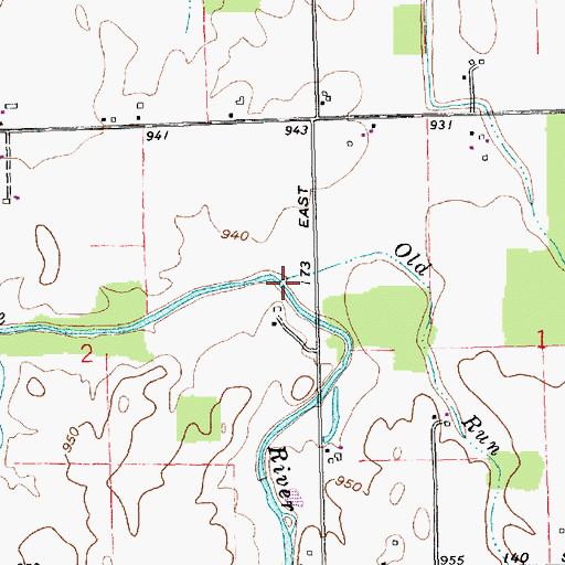 Topographic Map of Old Run, IN