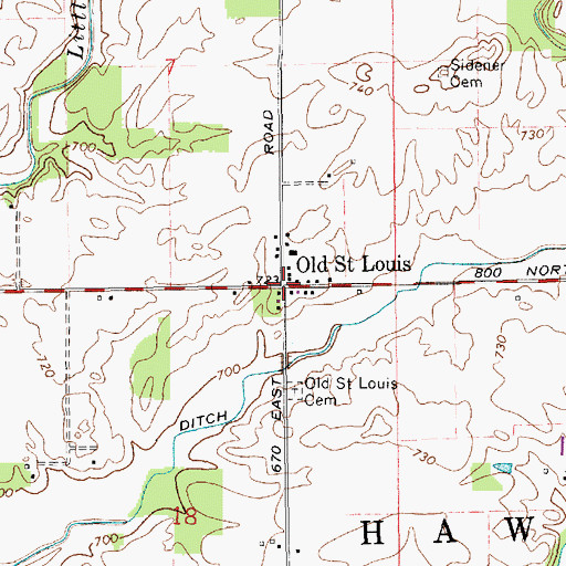 Topographic Map of Old Saint Louis, IN