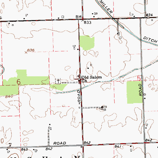 Topographic Map of Old Salem Church, IN