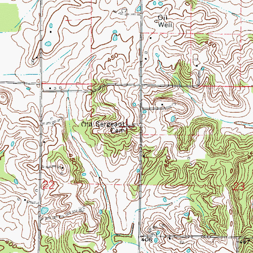 Topographic Map of Old Sergeant Cemetery, IN