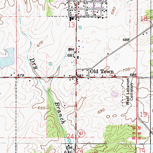 Topographic Map of Old Town, IN