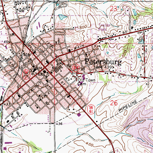 Topographic Map of Old Town Cemetery, IN
