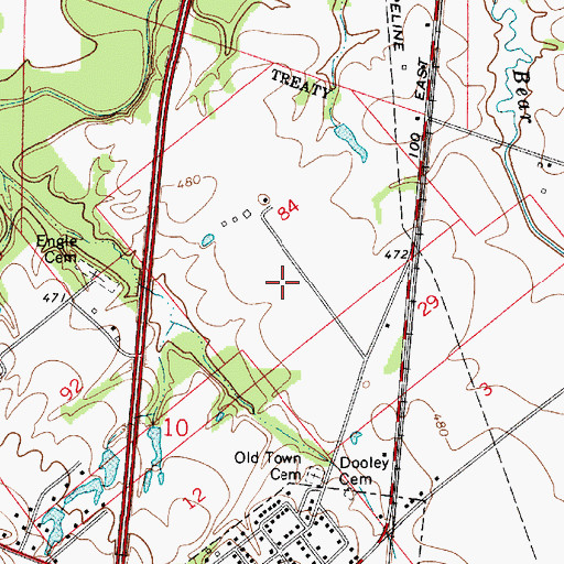 Topographic Map of Old Town Cemetery, IN