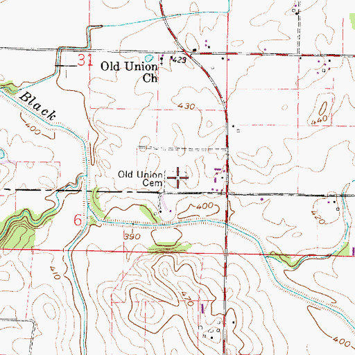Topographic Map of Old Union Cemetery, IN