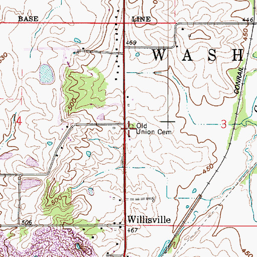 Topographic Map of Old Union Cemetery, IN