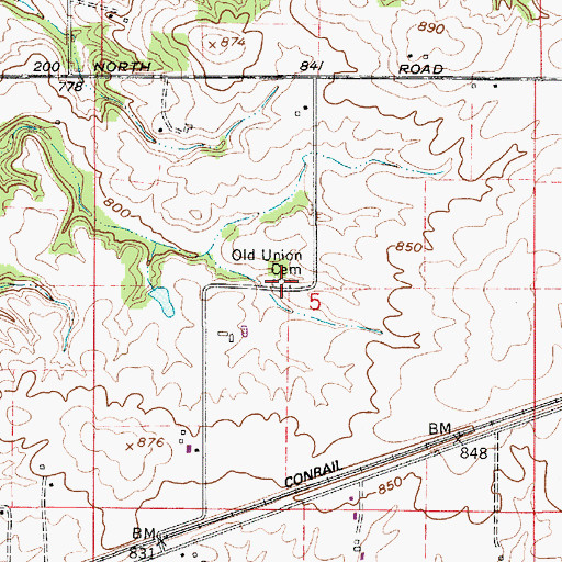 Topographic Map of Old Union Cemetery, IN
