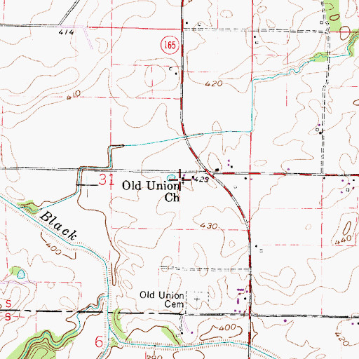 Topographic Map of Old Union Church, IN