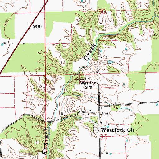 Topographic Map of Old Westfork Cemetery, IN