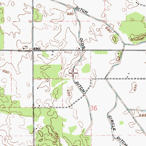 Topographic Map of Olds Ditch, IN
