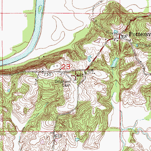 Topographic Map of Oliphant Cemetery, IN