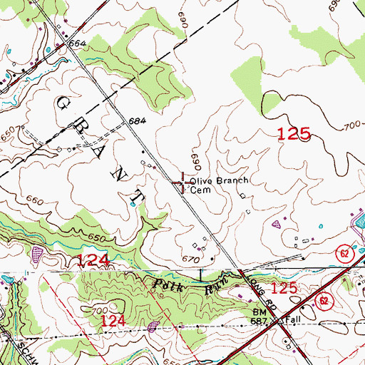 Topographic Map of Olive Branch Cemetery, IN