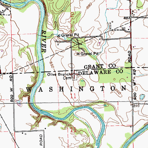 Topographic Map of Olive Branch Cemetery, IN