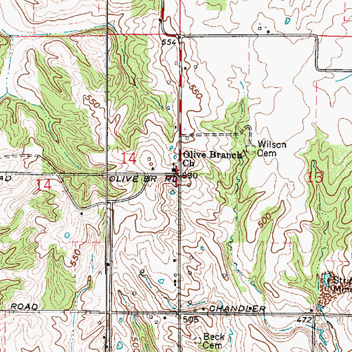 Topographic Map of Olive Branch Church, IN