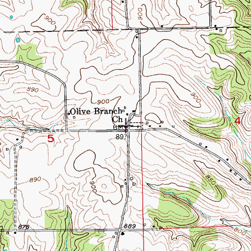 Topographic Map of Olive Branch Church, IN