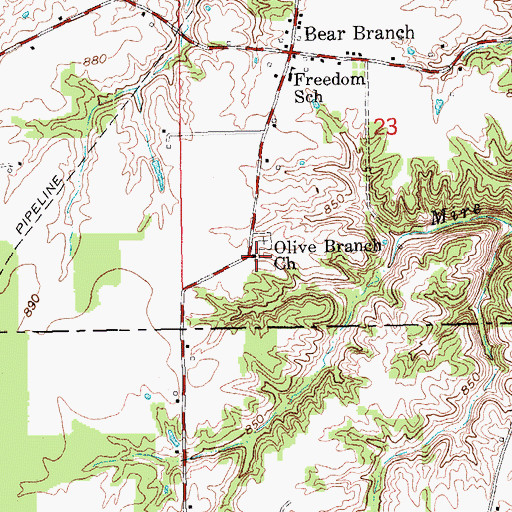 Topographic Map of Olive Branch Church, IN