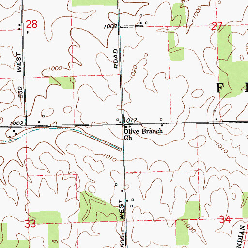 Topographic Map of Olive Branch Church, IN