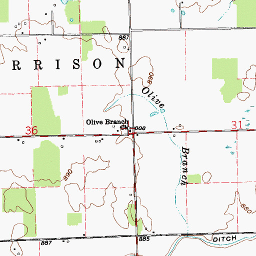 Topographic Map of Olive Branch Church, IN