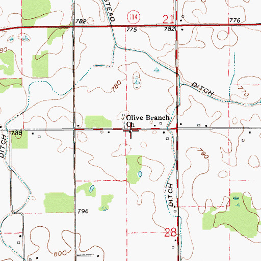 Topographic Map of Olive Branch Church, IN