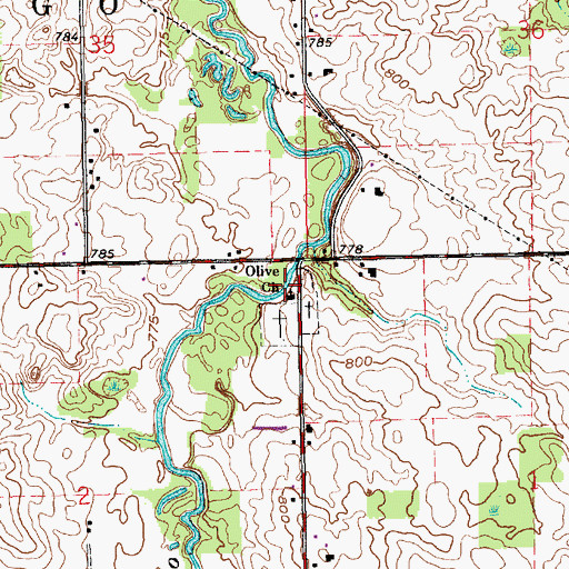 Topographic Map of Olive Church, IN