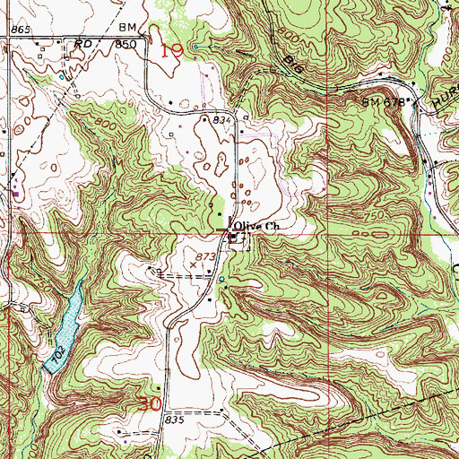 Topographic Map of Olive Church, IN