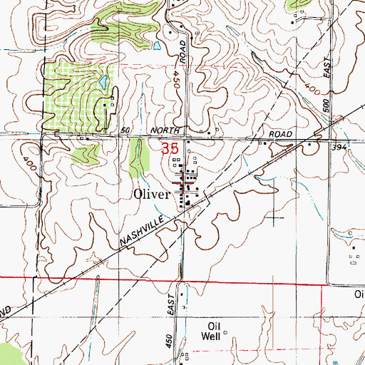 Topographic Map of Oliver, IN