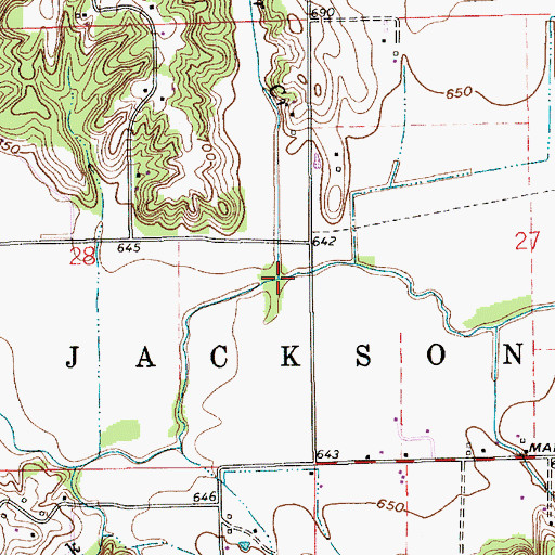 Topographic Map of Oliver Creek, IN
