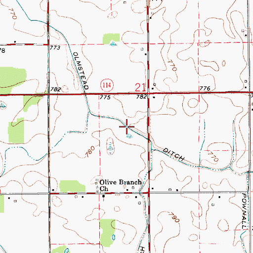 Topographic Map of Olmstead Ditch, IN
