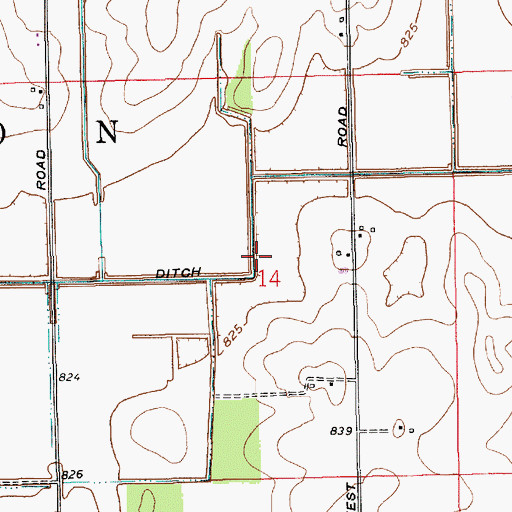 Topographic Map of Omar Neff Ditch, IN