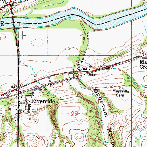 Topographic Map of Opossum Hollow, IN