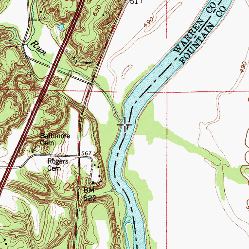Topographic Map of Opossum Run, IN