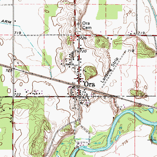 Topographic Map of Ora, IN