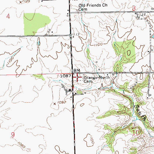 Topographic Map of Orange Cemetery, IN