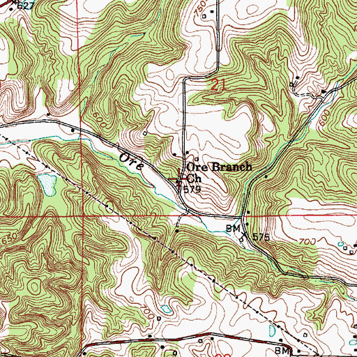 Topographic Map of Ore Branch Church, IN